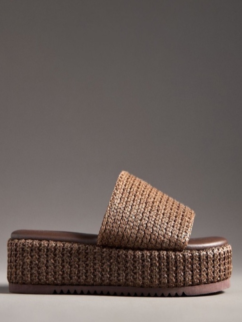 NIB Anthropologie Matisse Woven Platform Slide -Montego Brown